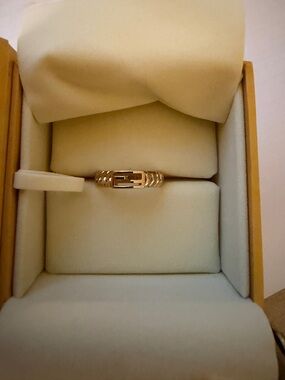 Fendi Gold Baguette Ring Sz M - New/Authentic